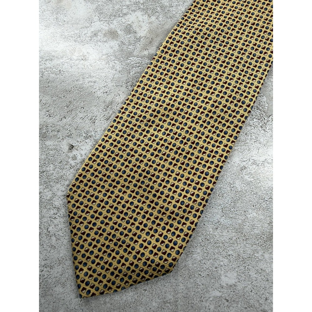Robert Talbott Tie Mens One Size Yellow 100% Silk Pointed Geometric Jacquard